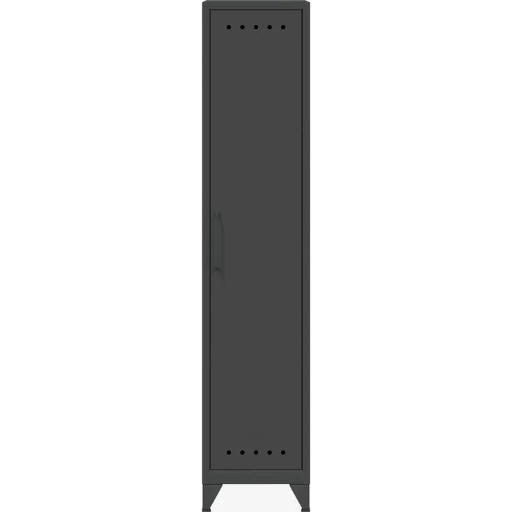 Bisley Fern Locker Garderobenschrank mit drei festen Fachböden, aus hochwertigem, nachhaltigem Stahl hergestellt, 16 mm große Design Lüftungslöcher auf allen Türen, moderner und industrieller Flair, mit integrierten Füßen, H 1800 x B 380 x T 510 mm, Fa...