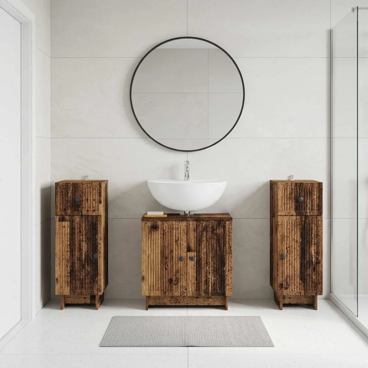 vidaXL 3-teiliges Badezimmer-Schranksystem EDE 3 stk. Altholz 3417988
