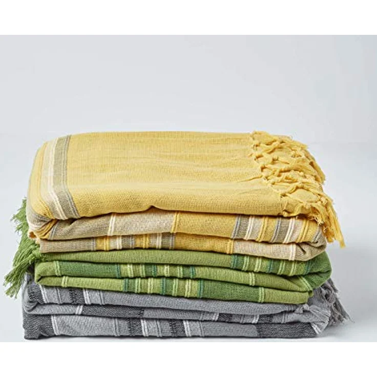 Plaid Tagesdecke Morocco grün gestreift, 150 x 200 cm, Homescapes – Bild 8