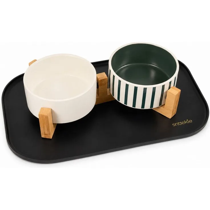 SNOEKIE Napfunterlage snoekie Napfunterlage für Katzen und Hunde, Silikon Futtermatte, wasserabweisend, rutschhemmend, flexibel, Anti-Verschütt-Rand