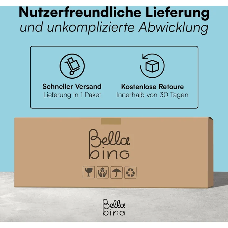 Bellabino 'Drina' Bettschutzgitter mit 2 Sicherheitsgurten, Rausfallschutz klappbar & höhenverstellbar, aus Oxford-Stoff & Metall, 200 cm, hellgrau – Bild 11