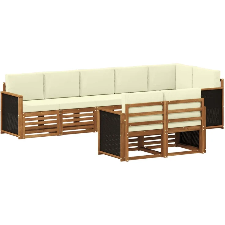 vidaXL Outdoor-Sofagarnitur 7 stk. 8-Sitzer Natur und Creme 3384491 – Bild 2