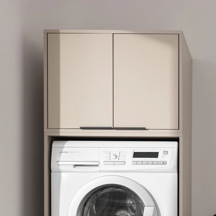 FACKELMANN Waschmaschinen Aufsatzschrank S 65 cm breit, Grau – Bild 2