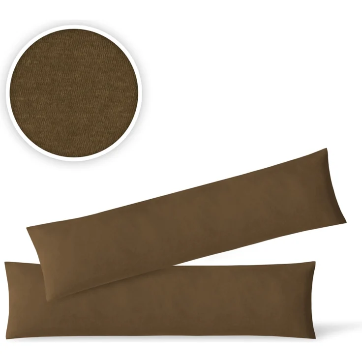 Jersey Kissenbezug, 2er Set, Baumwolle, Schokobraun, 40x145 cm – Bild 2