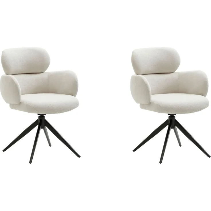 LC Home Esszimmerstühle »Soma« 2er Set Webstoff creme – drehbare Armlehnstühle & Polsterstühle
