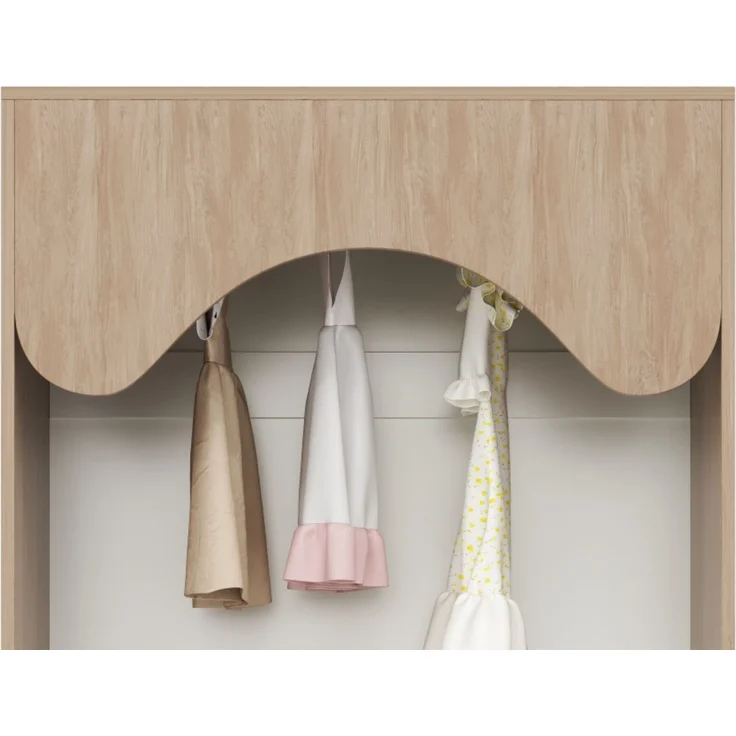 Offener Kinderkleiderschrank, HDF+Massivholzgriffe, Weiß-Natur Optik 80x46x141,5cm für Kinderzimmer Schlafzimmer – Bild 10