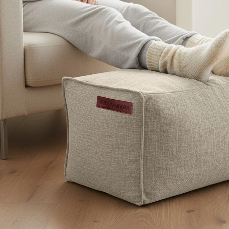 Green Bean® Indoor Sitzhocker Pouf 70x33x28cm EPS-Perlen Füllung -Home Linen Kuschelig Weich Waschbar - Drinnen Bodenkissen Liegekissen Sitzkissen Sitzhocker Sessel Kinder Erwachsene Stoff Sand – Bild 6