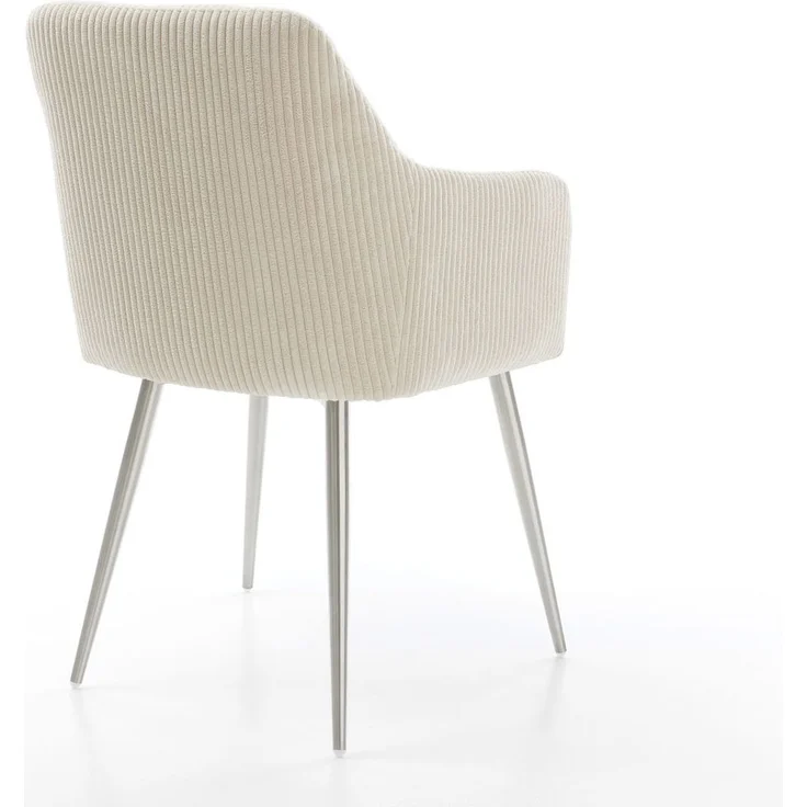 Esszimmerstuhl Greg-Flex Cord Beige 4-Fuß konisch Edelstahl Taschenfederkern – Bild 5