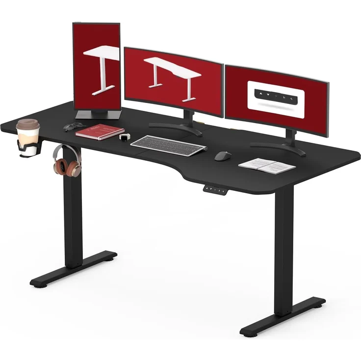 SANODESK Höhenverstellbarer Schreibtisch 160x75 cm Schreibtisch Höhenverstellbar Elektrisch Ergonomischer Steh-Sitz Tisch Computertisch für Heimbüro Homeoffice(schwarz) – Bild 1
