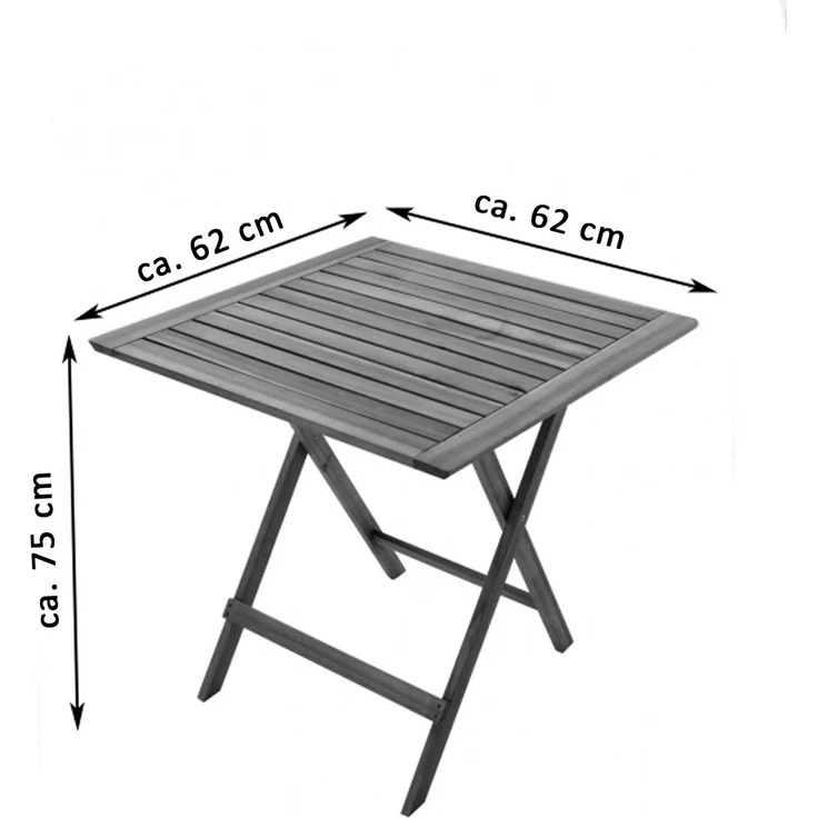 Balkonmöbel Set 3tlg Akazie Klapptisch 60 x 60 cm BLOOM 51827894 – Bild 8