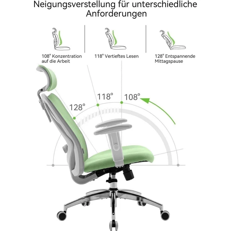 Ergonomischer SIHOO M18 Bürostuhl Verstellbare Kopfstütze – Bild 8