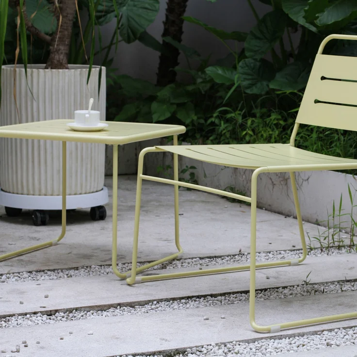Gartenmöbelset Andria Stahl 3-tlg. Vanillegelb [casa. pro] – Bild 5