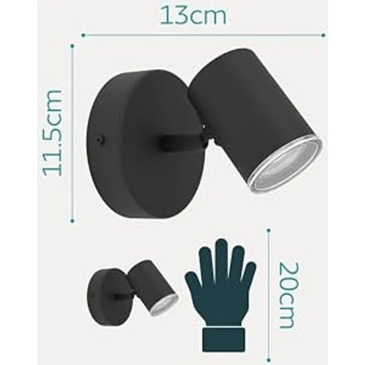 EGLO Deckenleuchte CONSUMA 1 Spotlampe - Stahl - GU10 - 1X5W - IP44, ohne Leuchtmittel, Wandleuchte, Wandspot, schwenkbar, Strahler, L11 x H11,5 x AL13 cm – Bild 6
