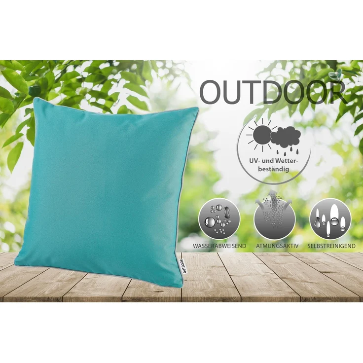 heimtexland ® OUTDOOR Lounge Dekokissen LOTUS EFFEKT wetterfest 45x45 Garten Kissen Outdoorkissen Typ551 dunkelgrau – Bild 2