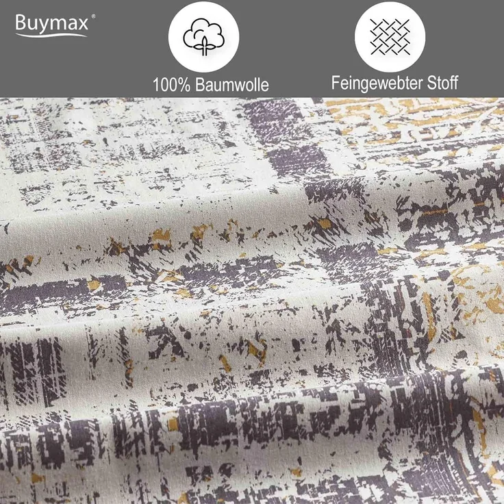 Buymax Bettwäsche Luxury, Renforce: 100% Baumwolle, 3 teilig, 200x200 cm, Bettbezug-Set, mit Reißverschluss, Weiß Schwarz – Bild 3
