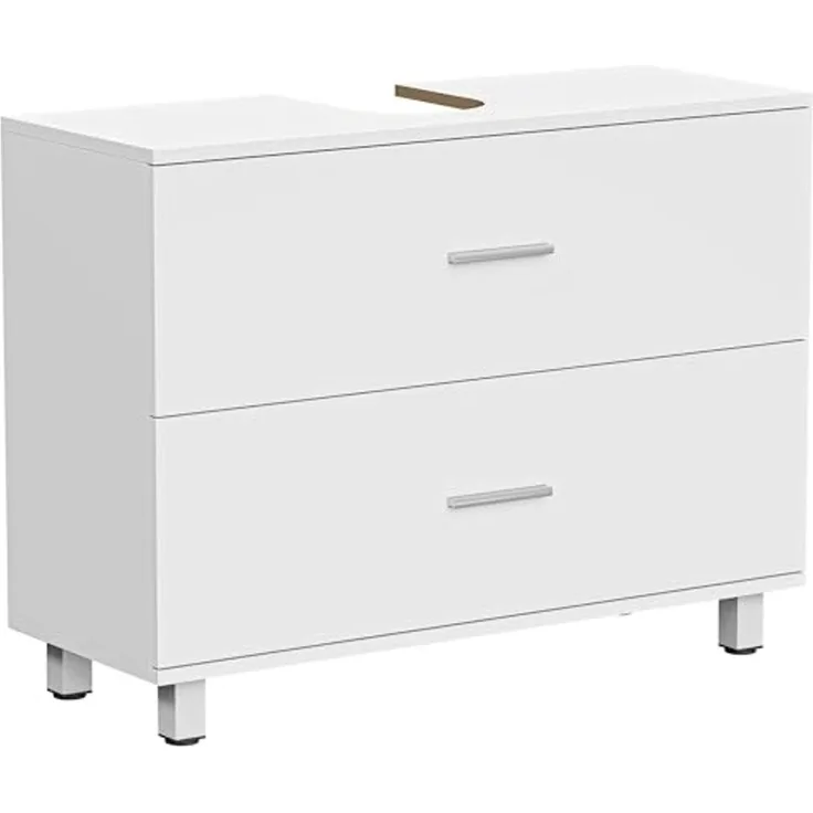 HOMCOM Waschbeckenunterschrank mit 2 Schubladen Badezimmerschrank geteilter oberer Schublade Waschtischunterschrank Badezimmer Unterschrank 80 x 30 x 60 cm Weiß