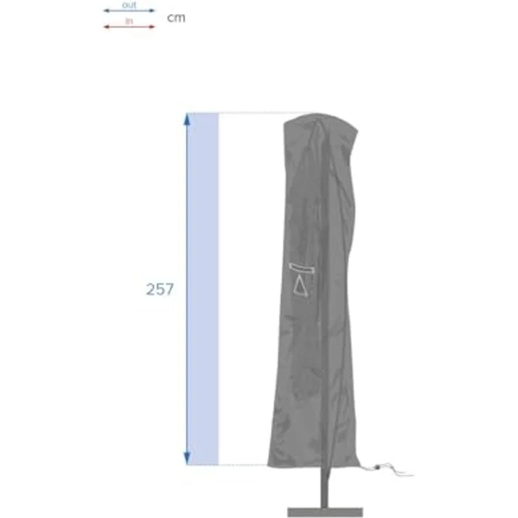Hespéride - Hambo Schutzhülle für Ampelschirm L - 257 x 70 x 40 cm - Grau – Bild 4