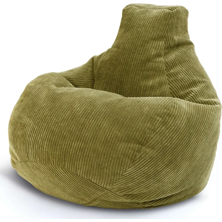 Green Bean® Sitzsack mit Rückenlehne 80x80x90cm - Gaming Chair mit 230L Füllung Cordstoff - Bean Bag Bodenkissen Lounge Sitzhocker Relax-Sessel Gamer Gamingstuhl Grün – Bild 1