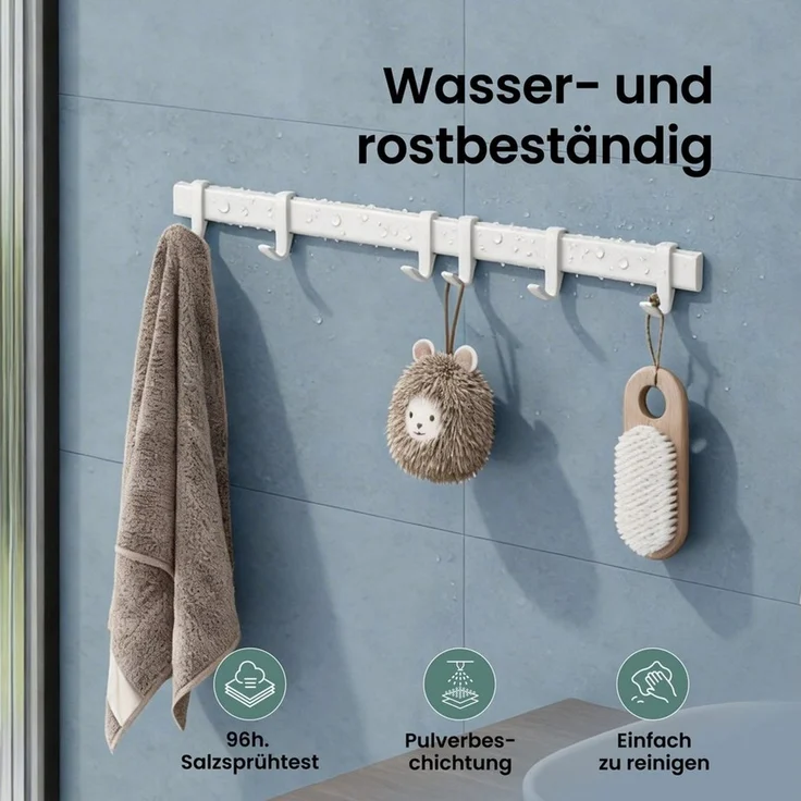 Mai & Mai Wandgarderobe Kleiderhaken Garderobenleiste aus Aluminium mit 4/6/8 Haken Stalo-12, Flexibel entlang der Schiene verschieben, individuell positionieren. – Bild 4