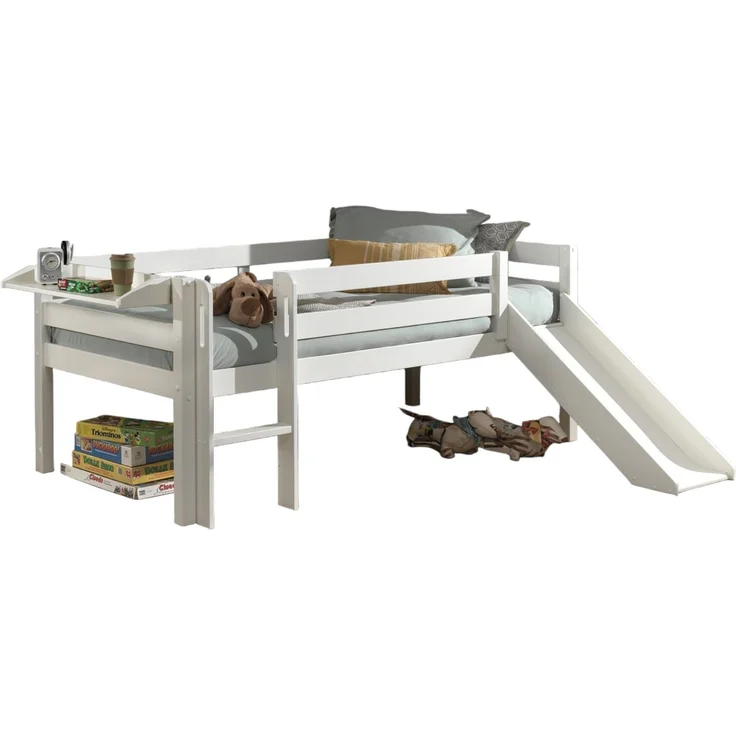 Kojenbett mit Rutsche Karolina 208x175x83 Massivholz Weiß – Bild 1