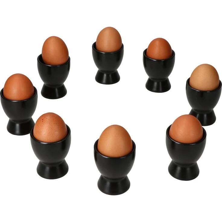 MamboCat Eierbecher 8x Nero Eierbecher schwarz Steingut Frühstück Brunch Buffet – Bild 1