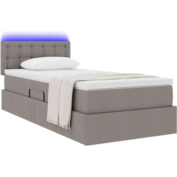 vidaXL LED-Speicherbett mit Matratze Taupe 90 x 200 cm Stoff 3371247 – Bild 3