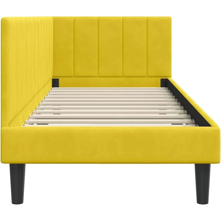 vidaXL Eckbettgestell mit Kopfteil Gelb 80 cm x 200 cm Samt 42016334 – Bild 5
