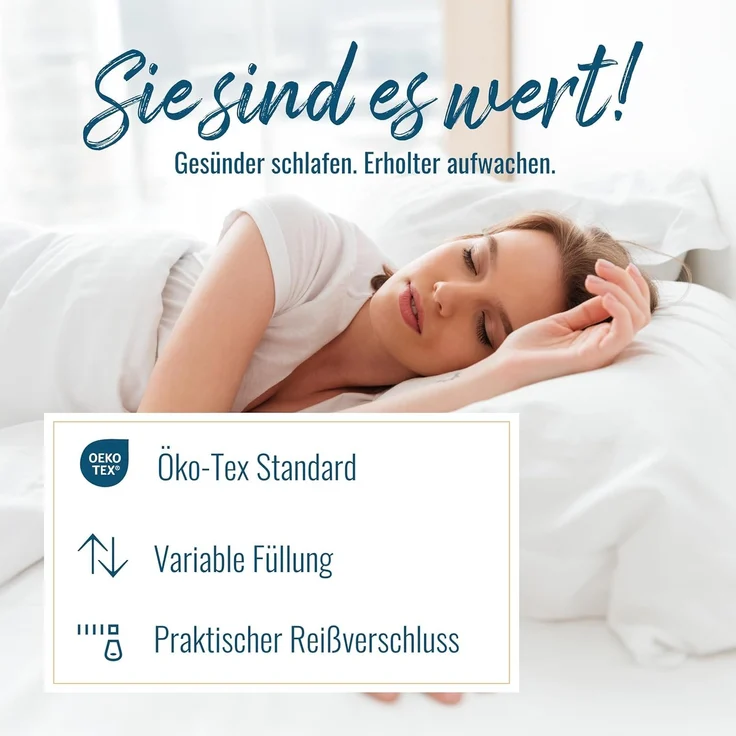 Kopfkissen Kissen 60° Wäsche Baumwollbezug Klimafaser 40x80 Allergiker – Bild 3