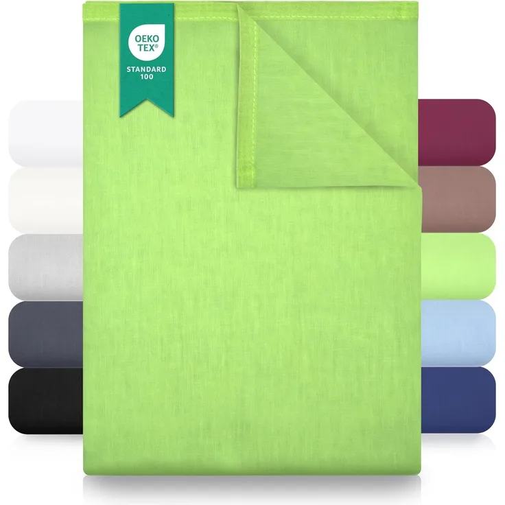 GREEN MARK Textilien Klassische Bettlaken | Betttuch | Laken | Leintuch | Haustuch 100% Baumwolle ohne Gummizug vielen Größen und Farben Größe:240x275 cm, Apfel grün