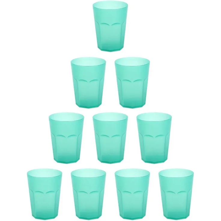 Engelland Becher Plastikbecher in modernen Neonfarben, Mehrweg, 10-tlg, Kunststoff, spülmaschinengeeignet, bruchfest, wiederverwendbar, 250 ml, 0,25 Liter