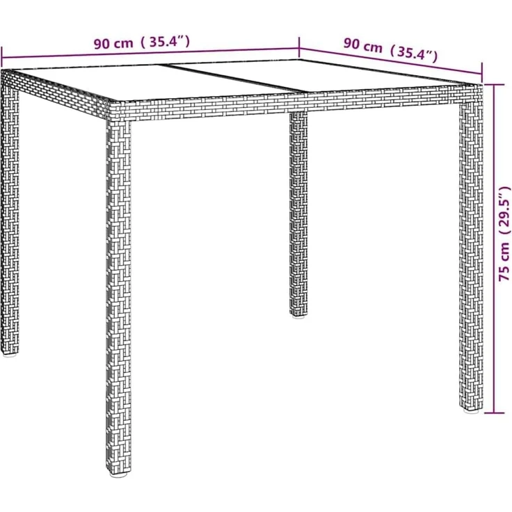 vidaXL Gartentisch Weiß 90 x 90 x 75 cm Poly-Rattan 362535 – Bild 3
