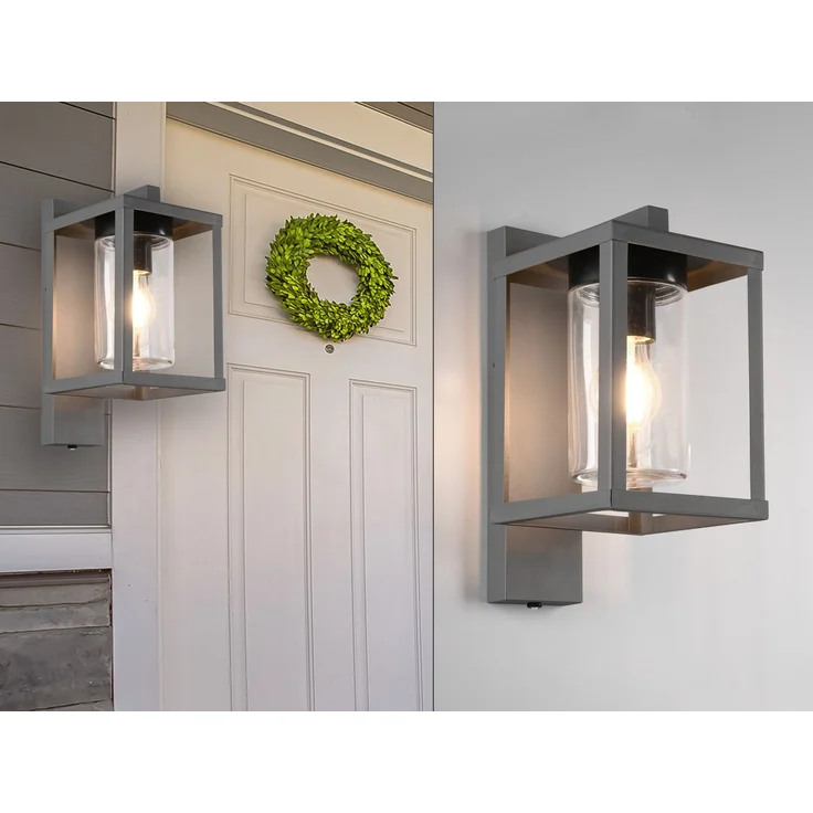 Außenwandleuchte LUNGA in Laternenoptik, Höhe 33cm, Anthrazit – Bild 1