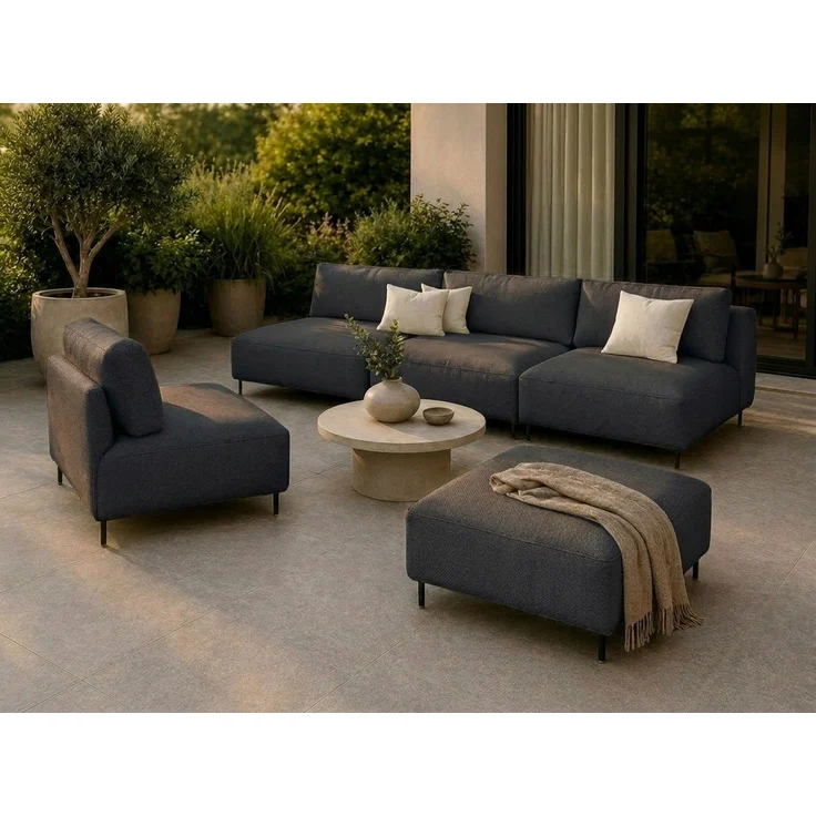 Garten Lounge Set SUN – Outdoor Möbel Set mit Sofa, Sessel und Hocker, UV-beständig und wasserabweisend – Bild 1