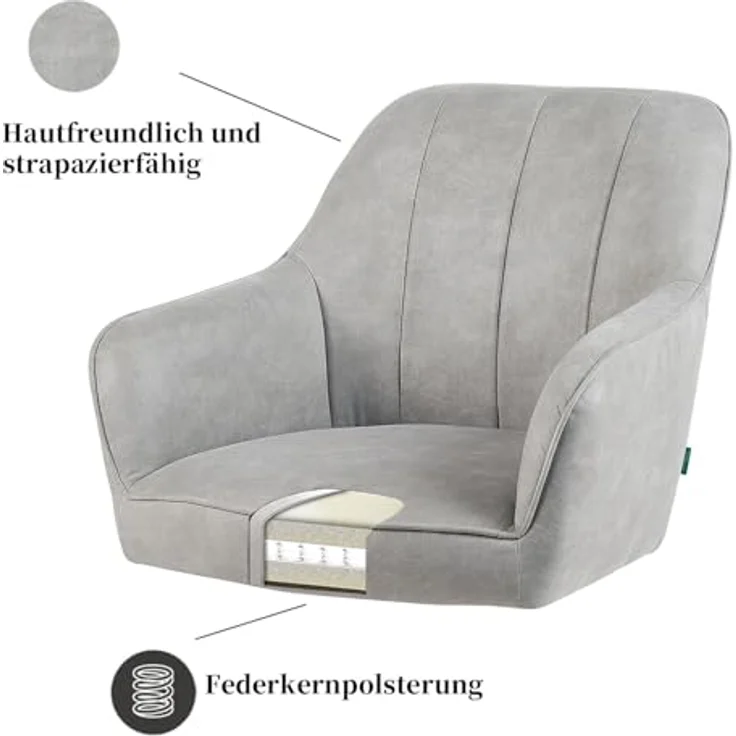 DUBI Möbel Polsterstuhl Mika-Noah, Federkern, Eiche geölt, 360° drehbar im 2er-Set – Bild 8
