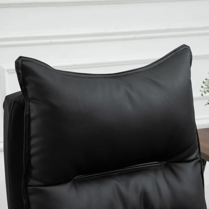 Bürostuhl Schreibtischstuhl höhenverstellbar mit Fußstütze Kunstleder Schwarz 66x72x122-130cm für komfortables Arbeiten--Schwarz--66x72x130cm--YOUDENOVA – Bild 8