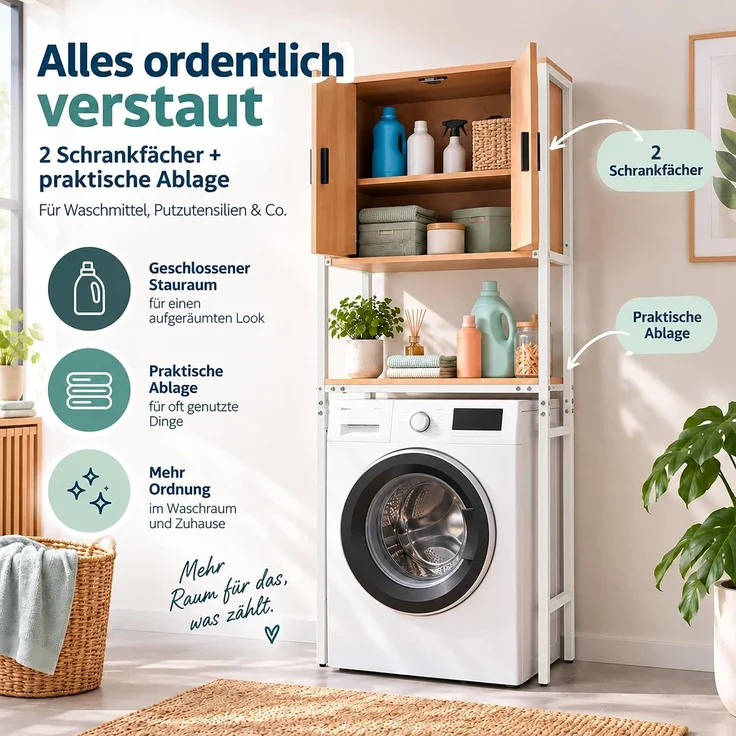 Relaxdays Waschmaschinenschrank 2 Schrankfächer – Bild 6
