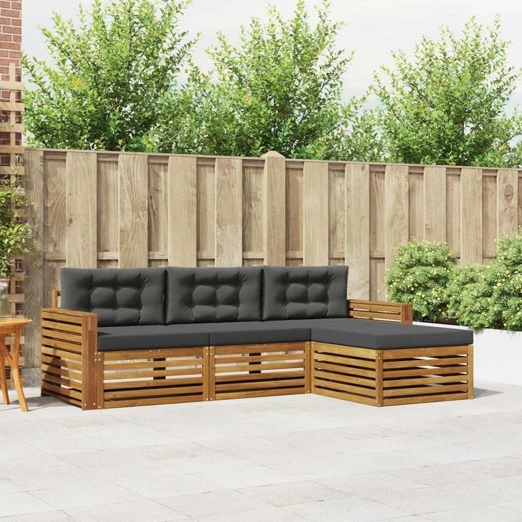 vidaXL Outdoor-Sofagarnitur 4 stk. 3-Sitzer Natur und Anthrazit 3373267 – Bild 1