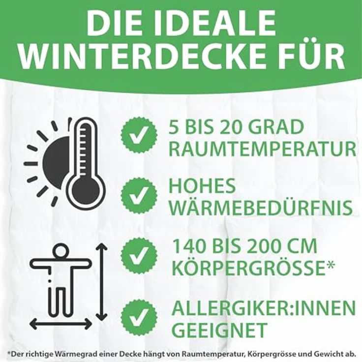 Welldora Daunenbettdecke, Komfort Allergiker Bettdecke Winter, Fachärztlich geprüft, Füllung: 100% Extraweiche Federn & Daunen, Zertifiziert für Tierwohl, Dicke extrawarme Winterdecke – Bild 6