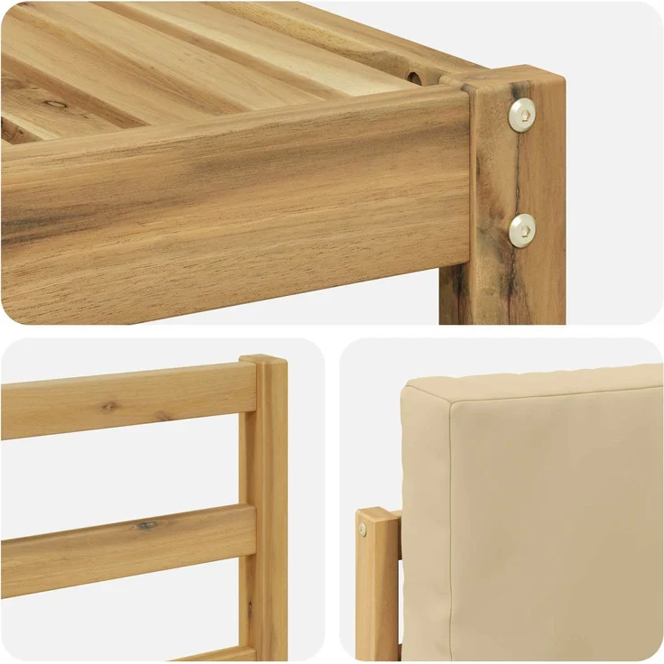 vidaXL Outdoor-Sofagarnitur 6 stk. 6-Sitzer Weiß und Beige Polyester 3392258 – Bild 5
