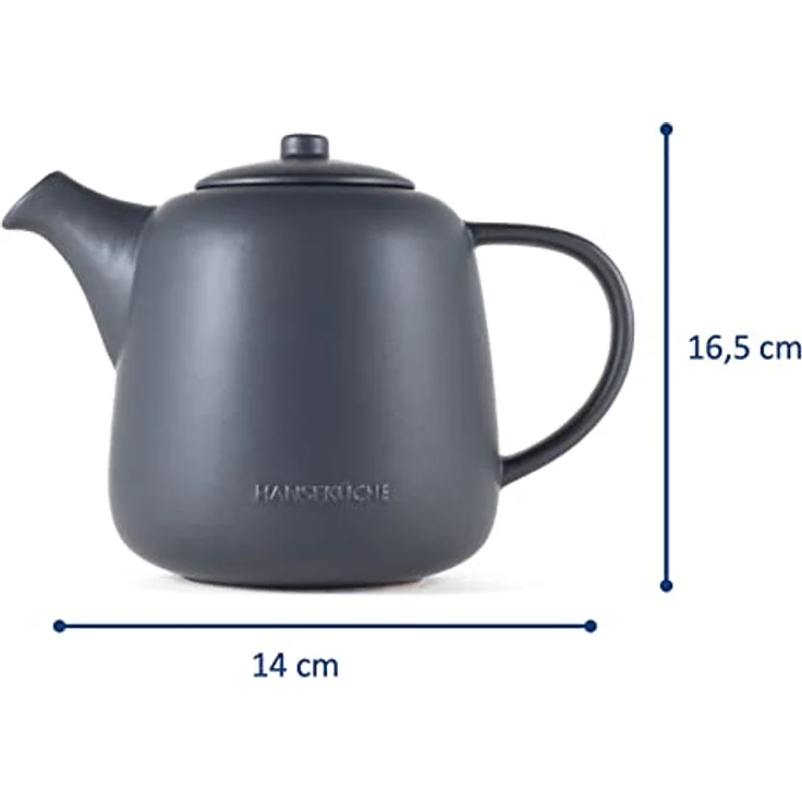 Hanseküche Teekanne Teekanne (1L), 1.3 l, (Teekanne, 1-St, inkl. Edelstahlsieb), Hochwertiges Material, Edelstahlsieb, Ergonomischer Griff – Bild 5