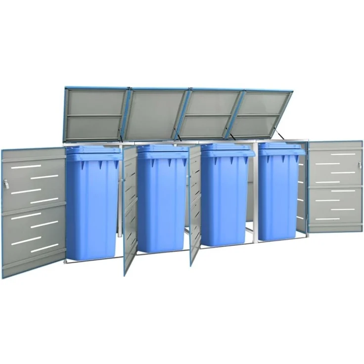 vidaXL Mülltonnenbox für 4 Tonnen 276,5x77,5x112,5 cm Edelstahl 149569 – Bild 1