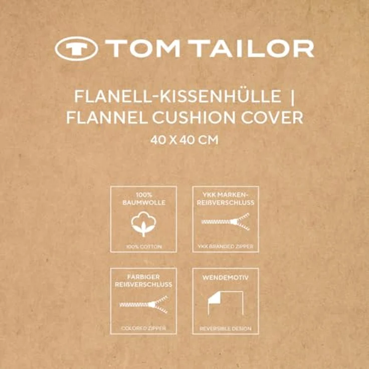 TOM TAILOR HOME Kissenbezüge new bedroom, Classic Check, 40x40cm oder 40x80cm, (1 Stück), Wendedesign mit Markenreißverschluss – Bild 6