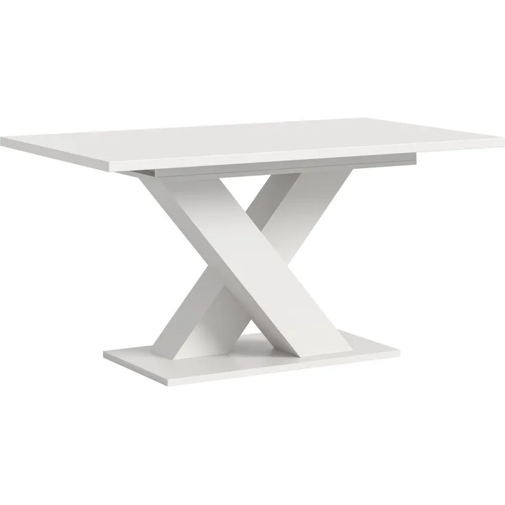 Ausziehbarer Esstisch (B/H/T): 150-190x76x80 in weiß Nachbildung mit X-Fußgestell