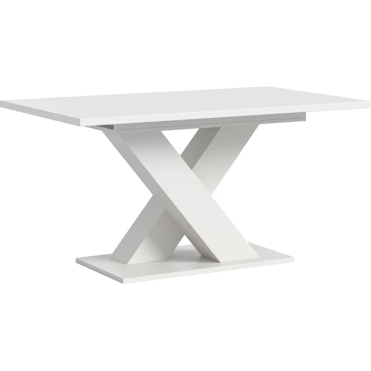 Ausziehbarer Esstisch (B/H/T): 150-190x76x80 in weiß Nachbildung mit X-Fußgestell – Bild 1