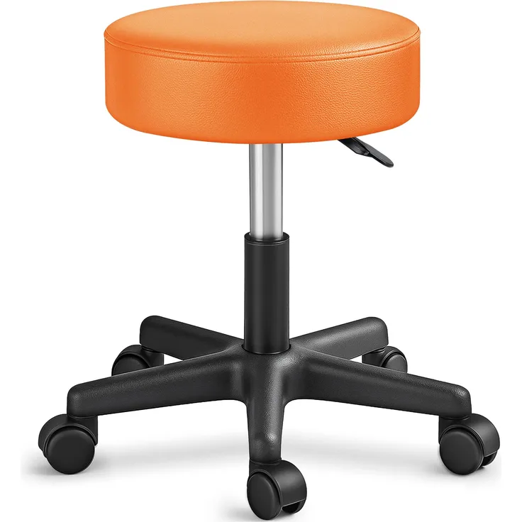 TRESKO® Rollhocker mit Lehne 150 kg | Arbeitshocker höhenverstellbar 46-58 cm | Drehhocker mit Rollen | Bürostuhl Hocker Drehstuhl Kosmetikhocker