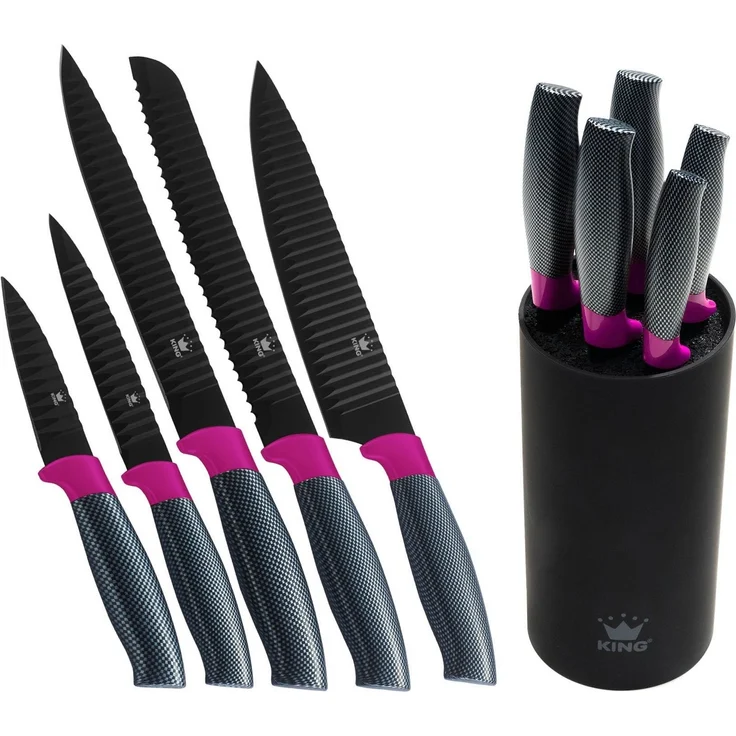 KING Topf-Set, Aluminiumguss (Set, 10-tlg, 4 Töpfe, 3 Deckel, 1 Messerblock, 5 Kochmesser), Induktion – Bild 2