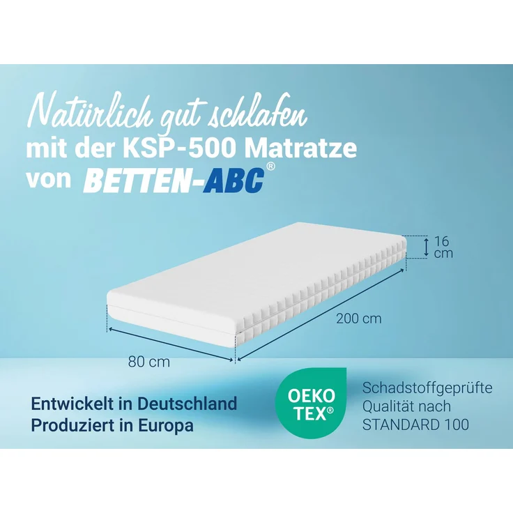 Matratze KSP-500 - Das Original - 7-Zonen- Kaltschaummatratze mit waschbaren Klimafaserbezug, Größe: 80x200, Härtegrad: H2 – Bild 2