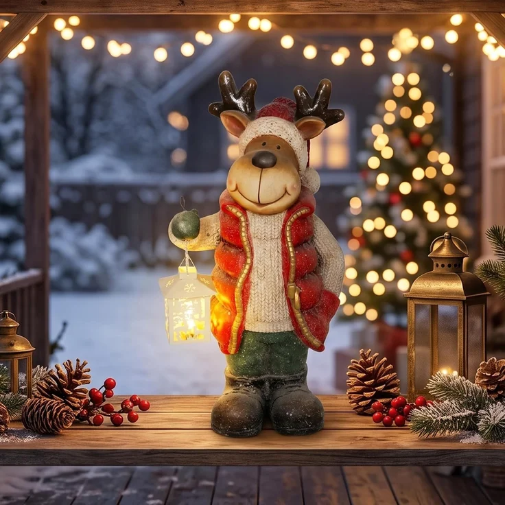 HOMCOM Weihnachtsfigur, Magnesiumoxid, Metall, Rot, 25,5 x 19,5 x 52 cm – Bild 9