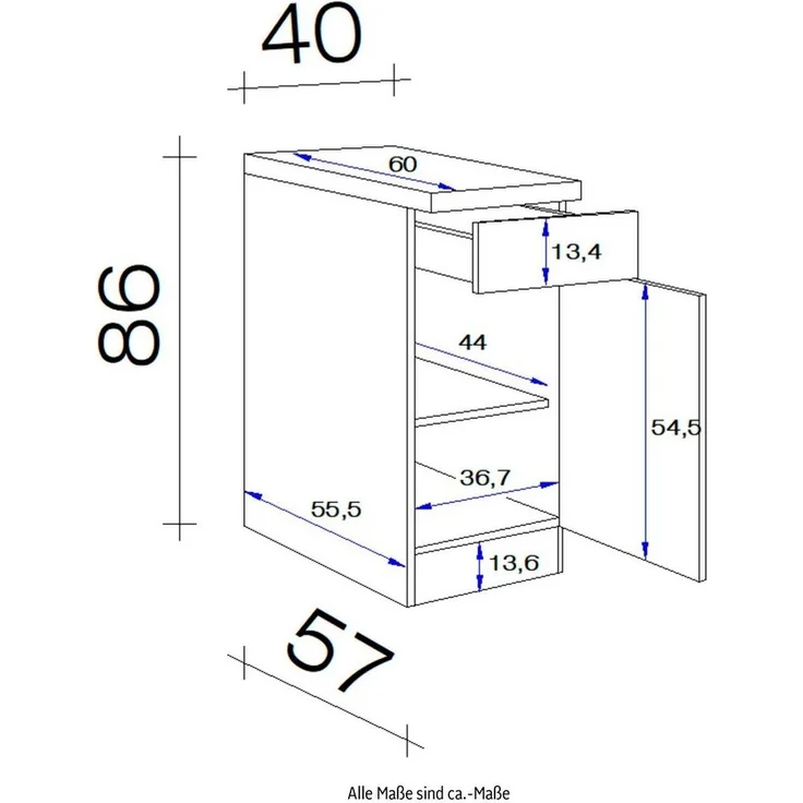 Flex-Well Unterschrank Kopenhagen (B x H x T) 40 x 86 x 60 cm – Bild 2