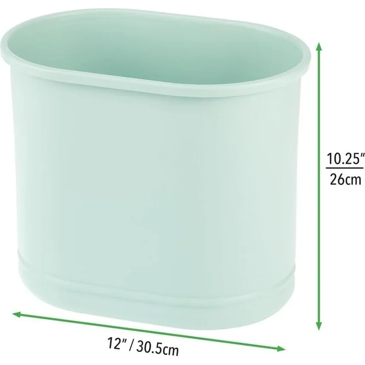 mDesign Mülleimer Abfalleimer Papierkorb Ordnung 9.5L Oval Metall Mintgrün – Bild 2